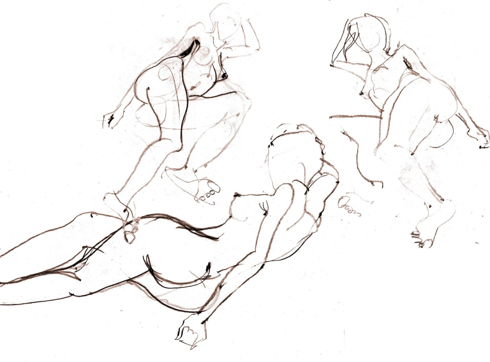 Hand drawing picture. Scan of sketch naked women